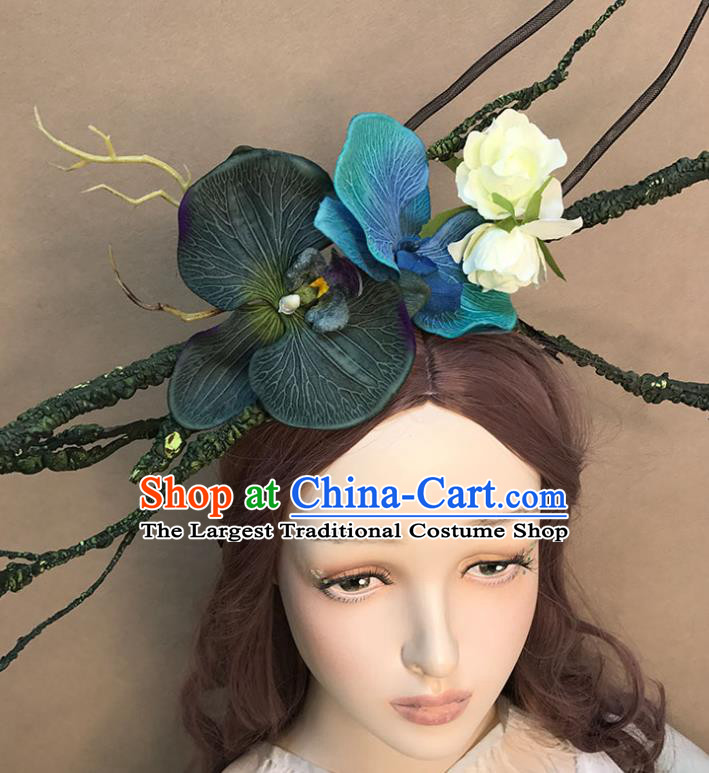 Top Catwalks Hair Clasp Cosplay Witch Hair Accessories Baroque Giant Hair Crown Stage Show Headdress