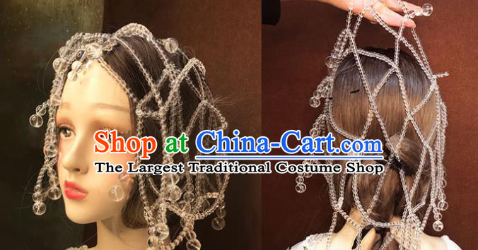Top Catwalks Performance Hair Accessories Baroque Bride Hair Clasp Stage Show Beads Tassel Hat