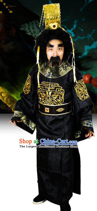China Cosplay Lord Yama King Black Clothing Ancient Tang Dynasty Official Garment Costumes and Headpiece