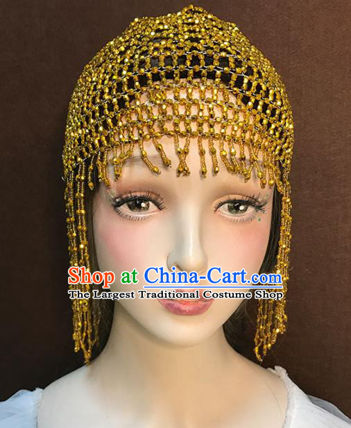 Top Stage Show Golden Tassel Hat Catwalks Performance Hair Accessories Cosplay Headdress Baroque Bride Hair Clasp