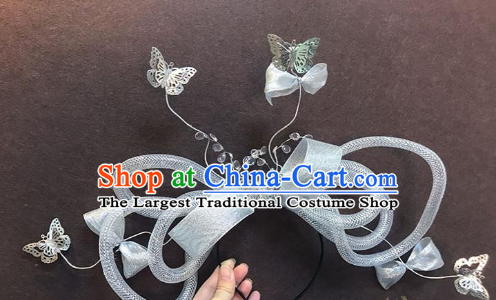 Top Cosplay Flowers Fairy Argent Hair Clasp Baroque Bride Hair Crown Stage Show Giant Headdress Catwalks Hair Accessories