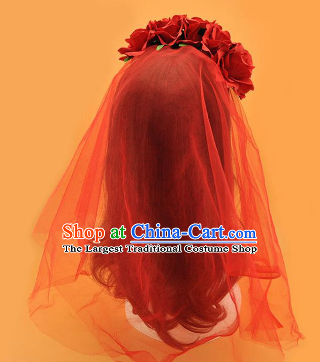 Top Gothic Bride Giant Headdress Cosplay Hair Accessories Christmas Princess Hair Crown Halloween Fancy Ball Hair Veil
