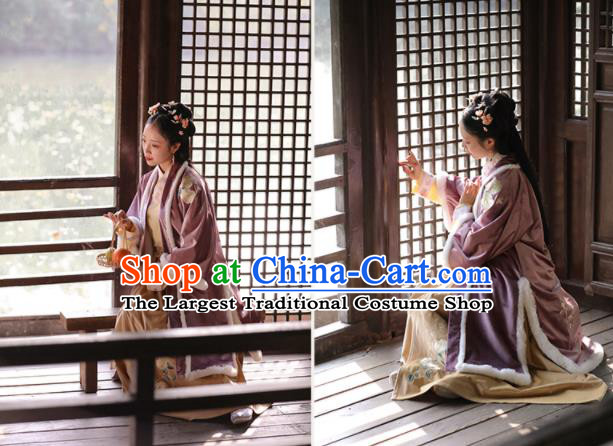 China Ancient Noble Infanta Dress Traditional Winter Hanfu Garments Song Dynasty Palace Princess Historical Clothing