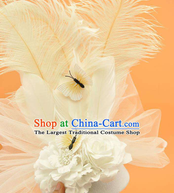 Top Halloween Fancy Ball Hat Miami White Feathers Headdress Cosplay Party Hair Accessories Rio Carnival Royal Crown