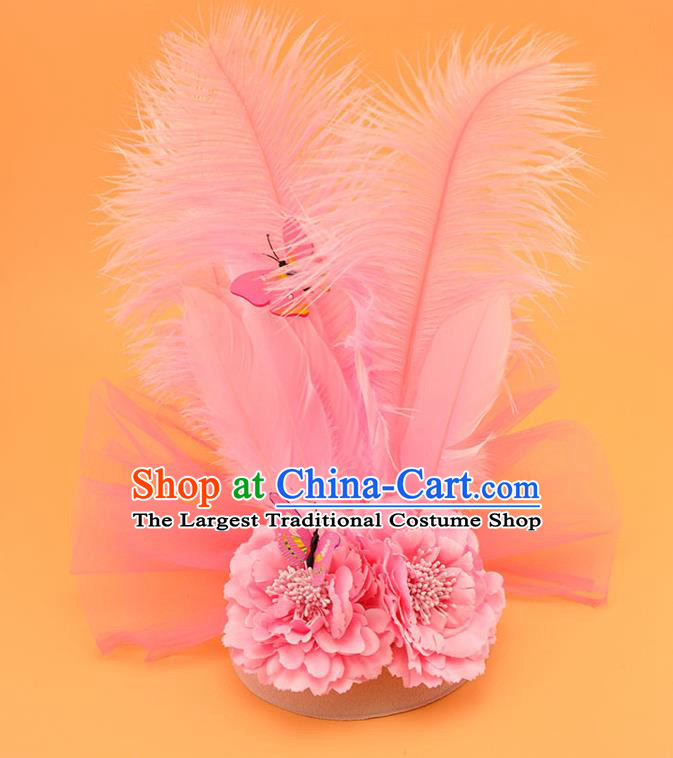 Top Halloween Fancy Ball Hat Miami Pink Feathers Headdress Cosplay Party Hair Accessories Brazilian Carnival Royal Crown