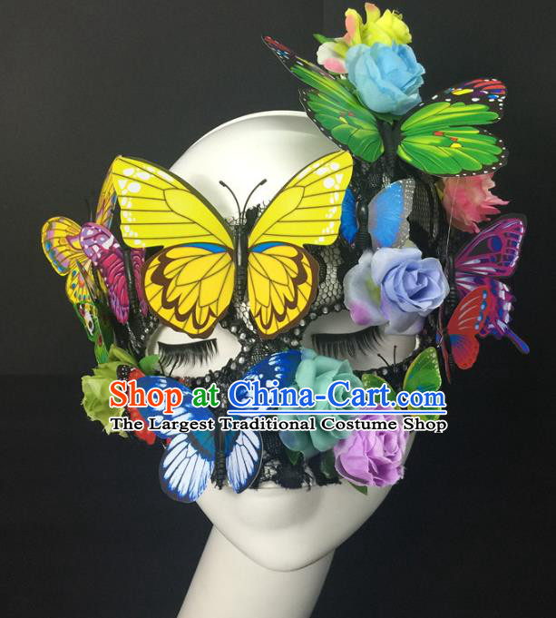 Handmade Rio Carnival Butterfly Flowers Face Mask Halloween Cosplay Show Mask Costume Party Blinder Headpiece