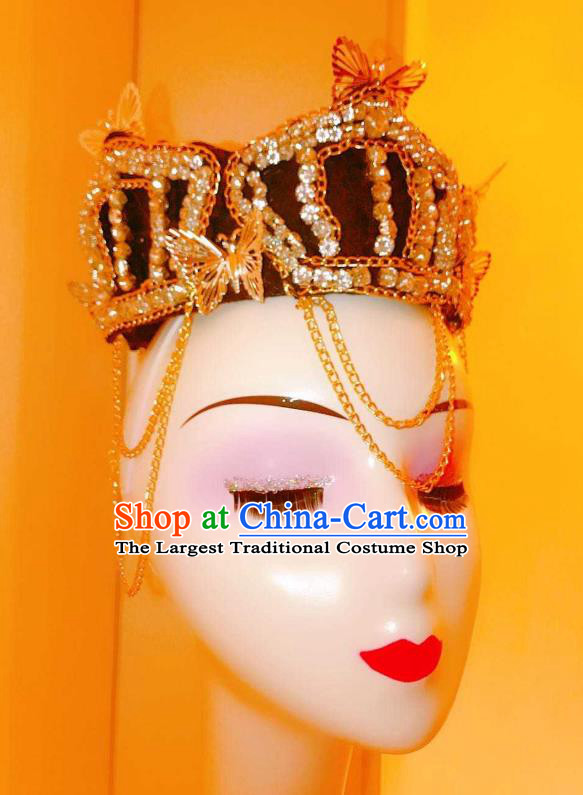 Top Brazil Parade Headdress Halloween Cosplay Queen Hair Accessories Catwalks Crystal Royal Crown Baroque Bride Hat