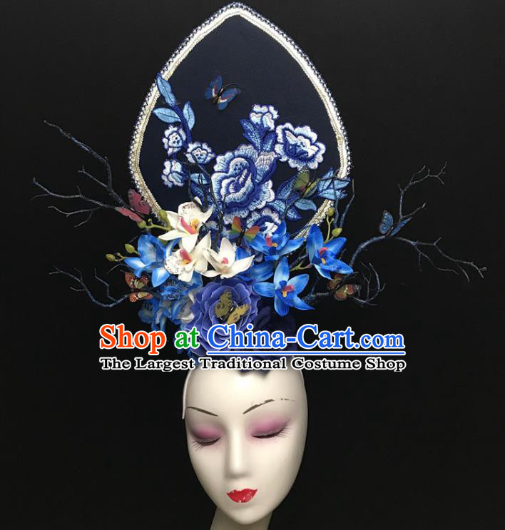 Top Brazil Parade Headdress Halloween Cosplay Hair Accessories Catwalks Embroidered Royal Crown Rio Carnival Flowers Top Hat