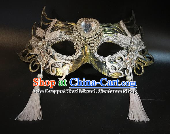 Handmade Baroque Princess Headpiece Brazil Carnival Metal Mask Halloween Cosplay Face Mask Costume Party Crystal Blinder