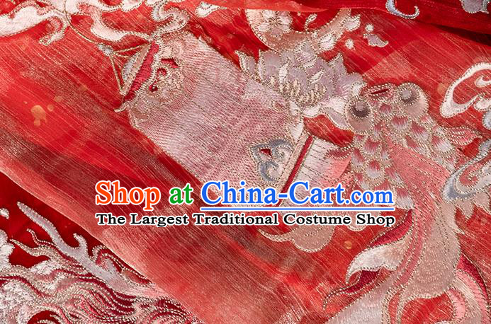 China Ancient Palace Beauty Embroidered Red Hanfu Dress Clothing Traditional Jin Dynasty Princess Historical Garment Costumes