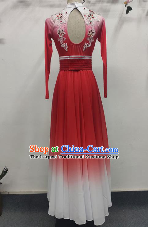 Chinese Spring Festival Gala Performance Garment Costume Modern Dance Clothing Opening Dance Woman Group Dance Red Dress Outfits
