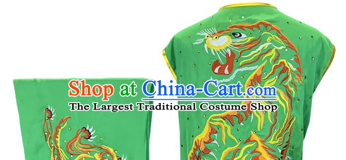 Top China Southern Boxing Green Uniforms Martial Arts Competition Clothing Kung Fu Embroidered Apparels Wushu Performance Garment Costumes