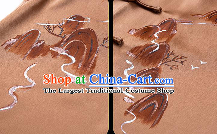 Chinese Tai Chi Performance Clothing Tai Ji Kung Fu Garment Costumes Martial Arts Embroidered Brown Outfits
