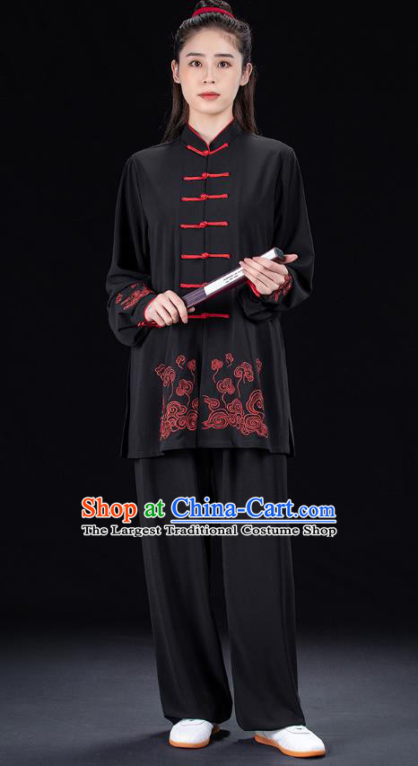 Chinese Martial Arts Competition Black Outfits Woman Tai Chi Performance Clothing Tai Ji Kung Fu Garment Costumes