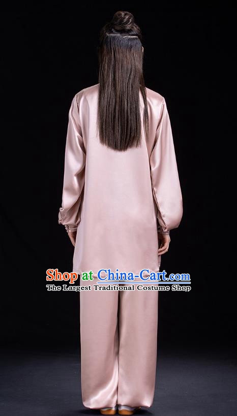 Chinese Woman Tai Chi Competition Clothing Tai Ji Training Garment Costumes Martial Arts Hand Painting Pink Outfits
