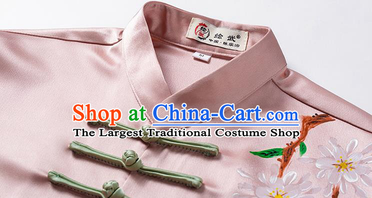 Chinese Woman Tai Chi Competition Clothing Tai Ji Training Garment Costumes Martial Arts Hand Painting Pink Outfits