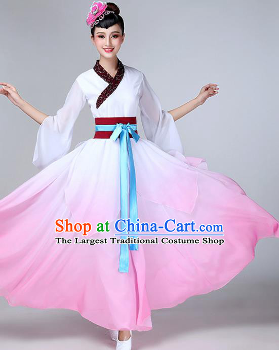 Top Chinese Traditional Court Stage Performance Clothing Classical Dance Pink Dress Woman Umbrella Dance Garment Costume