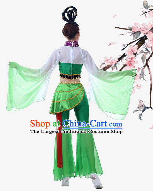 Top Chinese Woman Fairy Dance Garment Costume Traditional Court Dance Green Dress Outfits Classical Dance Performance Clothing