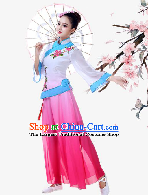 China Jiaozhou Yangko Performance Uniforms Fan Dance Garment Costume Female Umbrella Dance Clothing