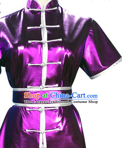 Top Chinese Wushu Competition Garment Costume Martial Arts Kung Fu Clothing Southern Boxing Performance Purple Outfits
