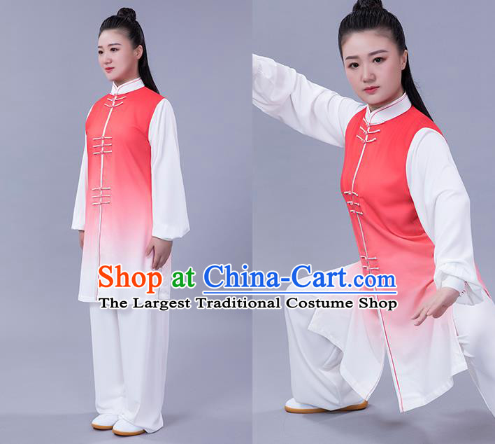 Chinese Tai Chi Chuan Performance Clothing Woman Tai Ji Training Garments Martial Arts Shadowboxing Competition Red Outfits