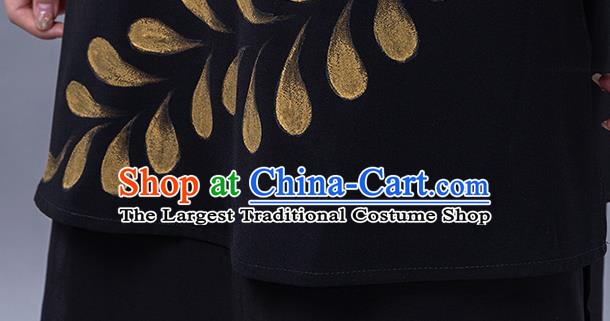 Chinese Woman Tai Chi Chuan Printing Clothing Martial Arts Tai Ji Training Garments Shadowboxing Competition Black Outfits