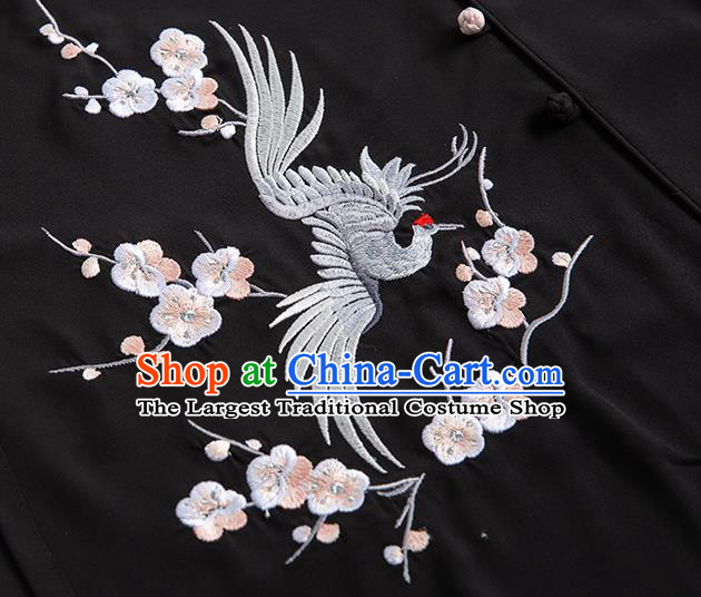Chinese Martial Arts Printing Plum Garments Tai Ji Group Competition Black Outfits Woman Tai Chi Training Clothing