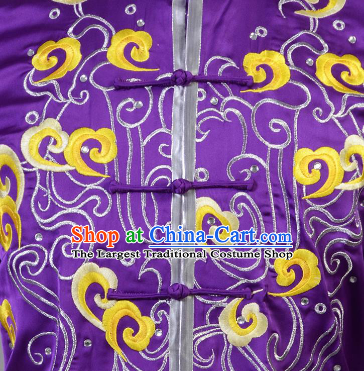 Top China Cudgel Play Performance Garment Costumes Southern Boxing Purple Uniforms Martial Arts Competition Clothing Kung Fu Embroidered Apparels