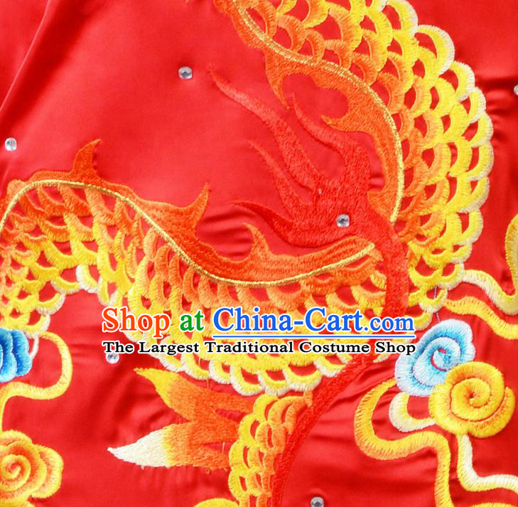 Top China Cudgel Play Garment Costumes Southern Boxing Performance Red Uniforms Martial Arts Competition Clothing Kung Fu Embroidered Apparels