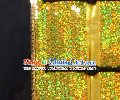 Top China Kung Fu Performance Apparels Cudgel Play Garment Costumes Southern Boxing Competition Uniforms Martial Arts Golden Sequins Clothing