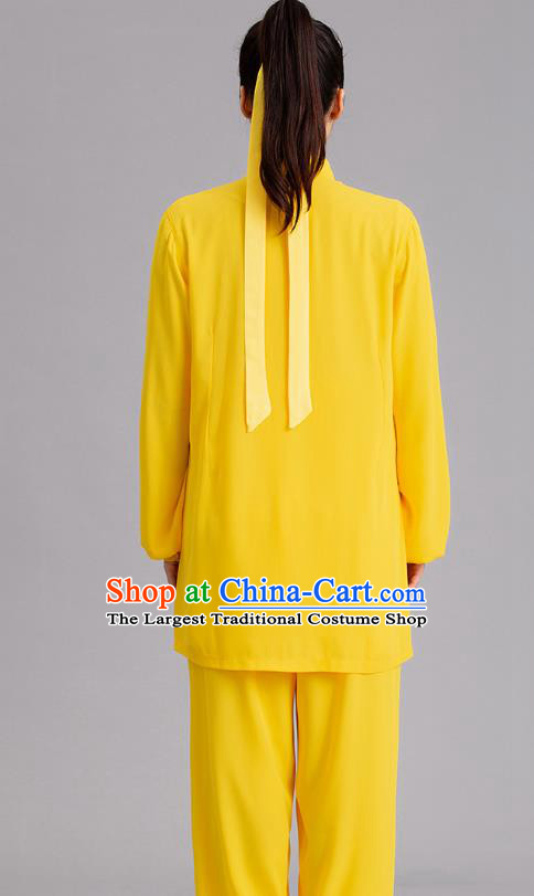 Chinese Kung Fu Tai Chi Performance Clothing Martial Arts Garments Tai Ji Competition Printing Wisteria Yellow Outfits