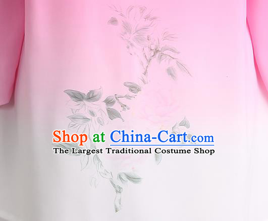 Chinese Martial Arts Painting Garments Tai Ji Competition Gradient Pink Outfits Kung Fu Tai Chi Performance Clothing