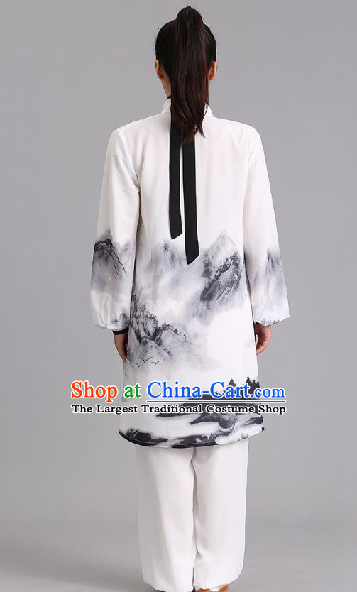 Chinese Tai Ji Ink Painting Outfits Tai Chi Performance Clothing Martial Arts Kung Fu Competition Garments