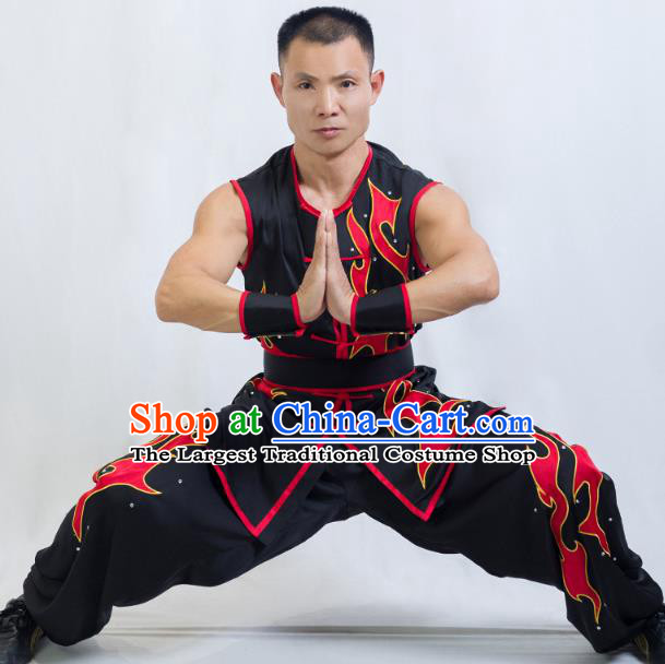 China Southern Boxing Garment Costumes Wushu Competition Black Uniforms Martial Arts Clothing Kung Fu Performance Suits