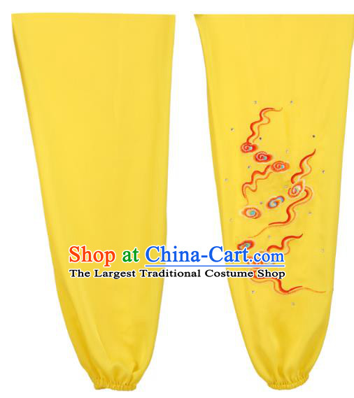 China Wushu Training Uniforms Martial Arts Clothing Kung Fu Embroidered Cloud Yellow Suits Southern Boxing Garment Costumes