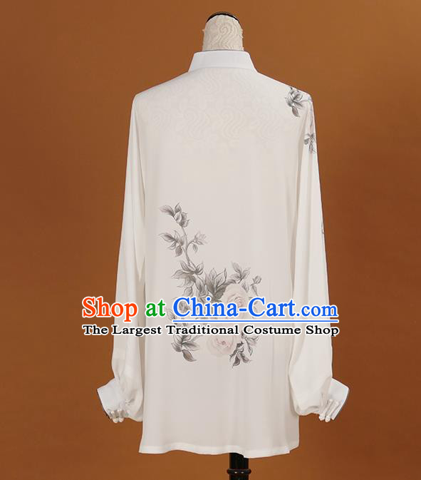 Chinese Martial Arts Competition Printing Rose Outfits Kung Fu Tai Ji Training Clothing Tai Chi Performance Suits