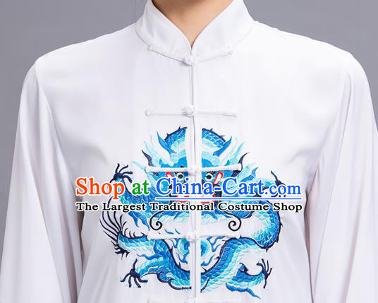 Chinese Tai Ji Chuan Embroidered Dragon Black Outfits Tai Chi Kung Fu Competition Clothing Martial Arts Performance Garments
