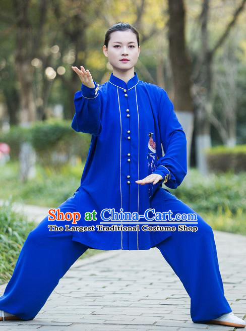 Chinese Tai Ji Competition Royalblue Outfits Tai Chi Group Performance Clothing Martial Arts Garment Kung Fu Suits