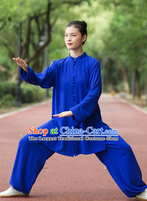 Chinese Kung Fu Suits Tai Ji Competition Royalblue Outfits Tai Chi Group Performance Clothing Martial Arts Garment