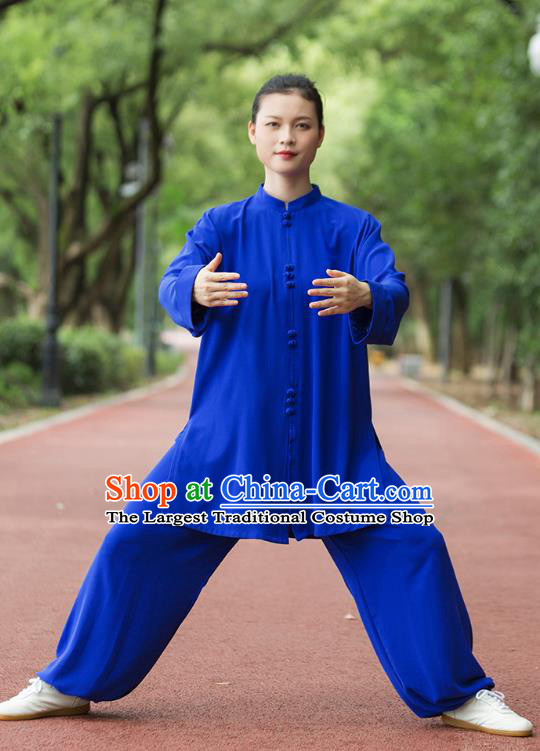 Chinese Kung Fu Suits Tai Ji Competition Royalblue Outfits Tai Chi Group Performance Clothing Martial Arts Garment