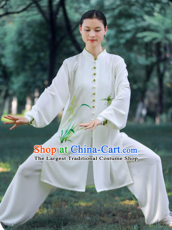 Chinese Tai Chi Group Performance Clothing Martial Arts Garment Kung Fu Suits Tai Ji Competition Painting Orchids Outfits