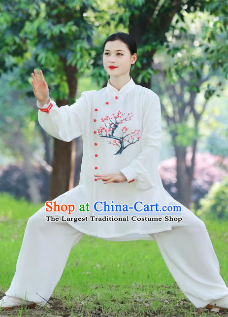 Chinese Tai Ji Competition Painting Plum Blossom Outfits Tai Chi Group Performance Clothing Martial Arts Garment Kung Fu Suits