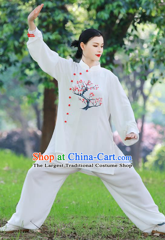 Chinese Tai Ji Competition Painting Plum Blossom Outfits Tai Chi Group Performance Clothing Martial Arts Garment Kung Fu Suits