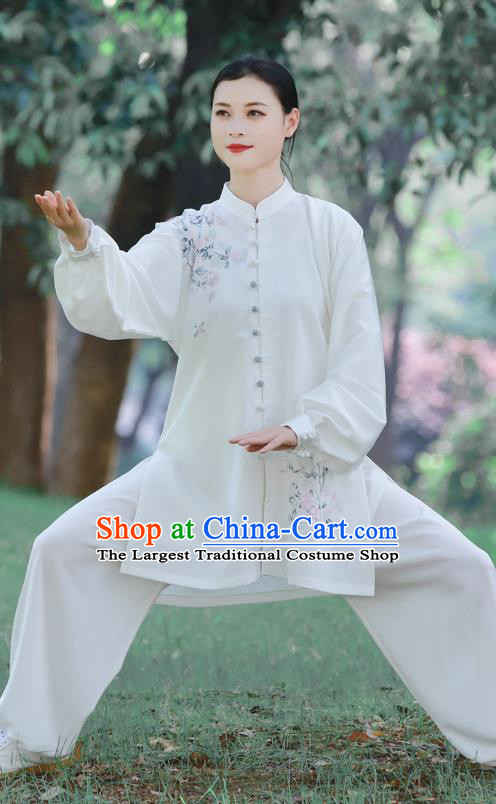 Chinese Kung Fu Painting Flowers Suits Tai Ji Competition Outfits Tai Chi Group Performance Clothing Martial Arts Garment