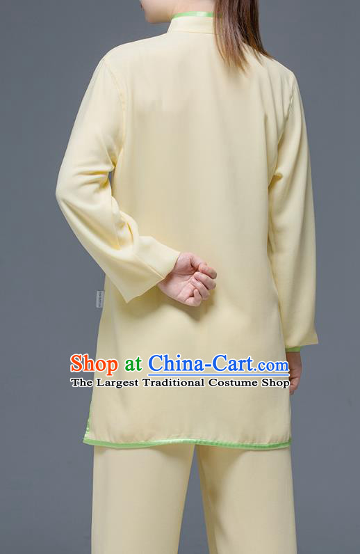 Chinese Martial Arts Performance Garment Kung Fu Competition Suits Wing Chun Embroidered Yellow Outfits Tai Chi Clothing