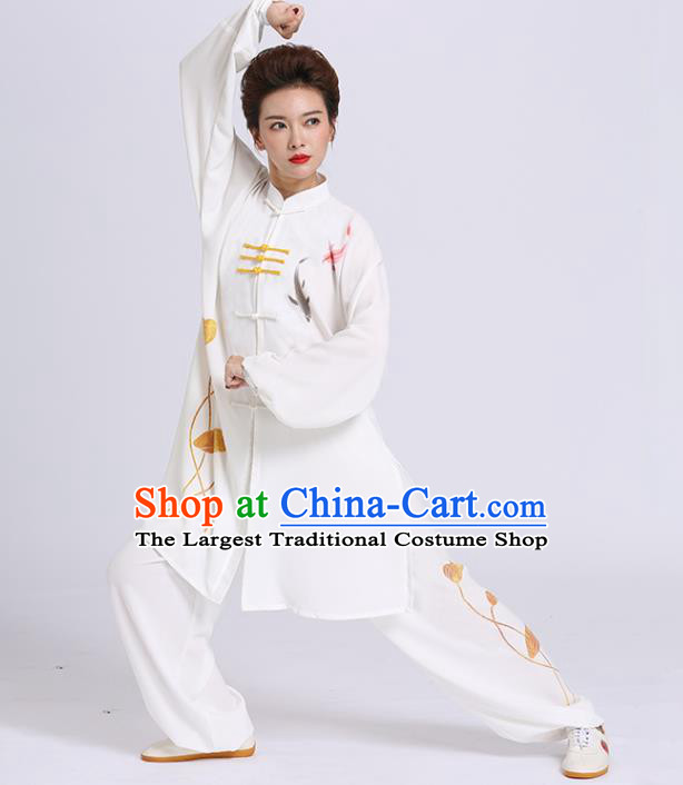 Chinese Tai Chi Performance Printing Fish Garment Costume Kung Fu Competition Suits Clothing Martial Arts Outfits