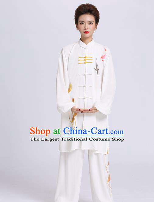 Chinese Tai Chi Performance Printing Fish Garment Costume Kung Fu Competition Suits Clothing Martial Arts Outfits