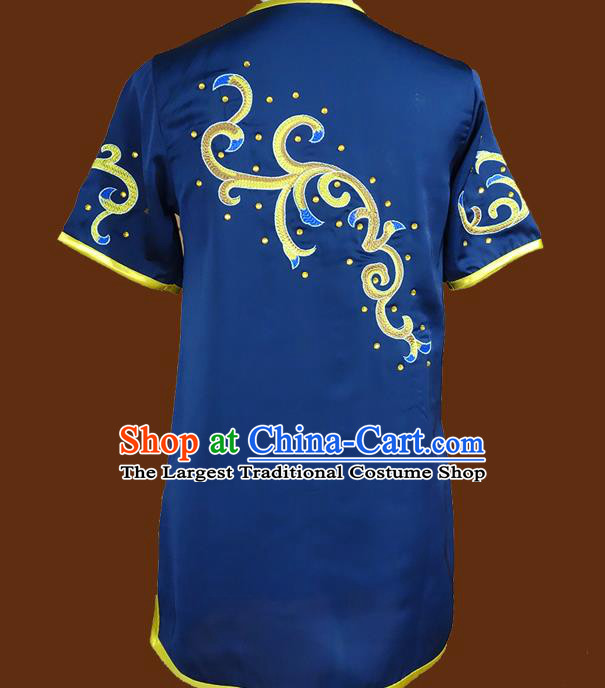 China Kung Fu Nanquan Uniforms Martial Arts Performance Garment Costumes Wu Shu Embroidered Navy Suits