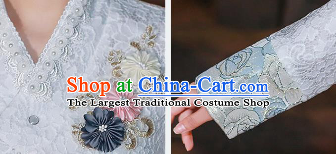 Traditional Korean Dress Ancient Korea Female Garment Costumes Asian Palace Princess White Blouse and Pink Dress Outfits
