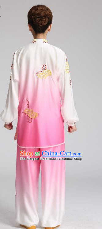 China Tai Chi Martial Arts Clothing Kung Fu Competition Outfits Tai Ji Training Embroidered Pink Suits